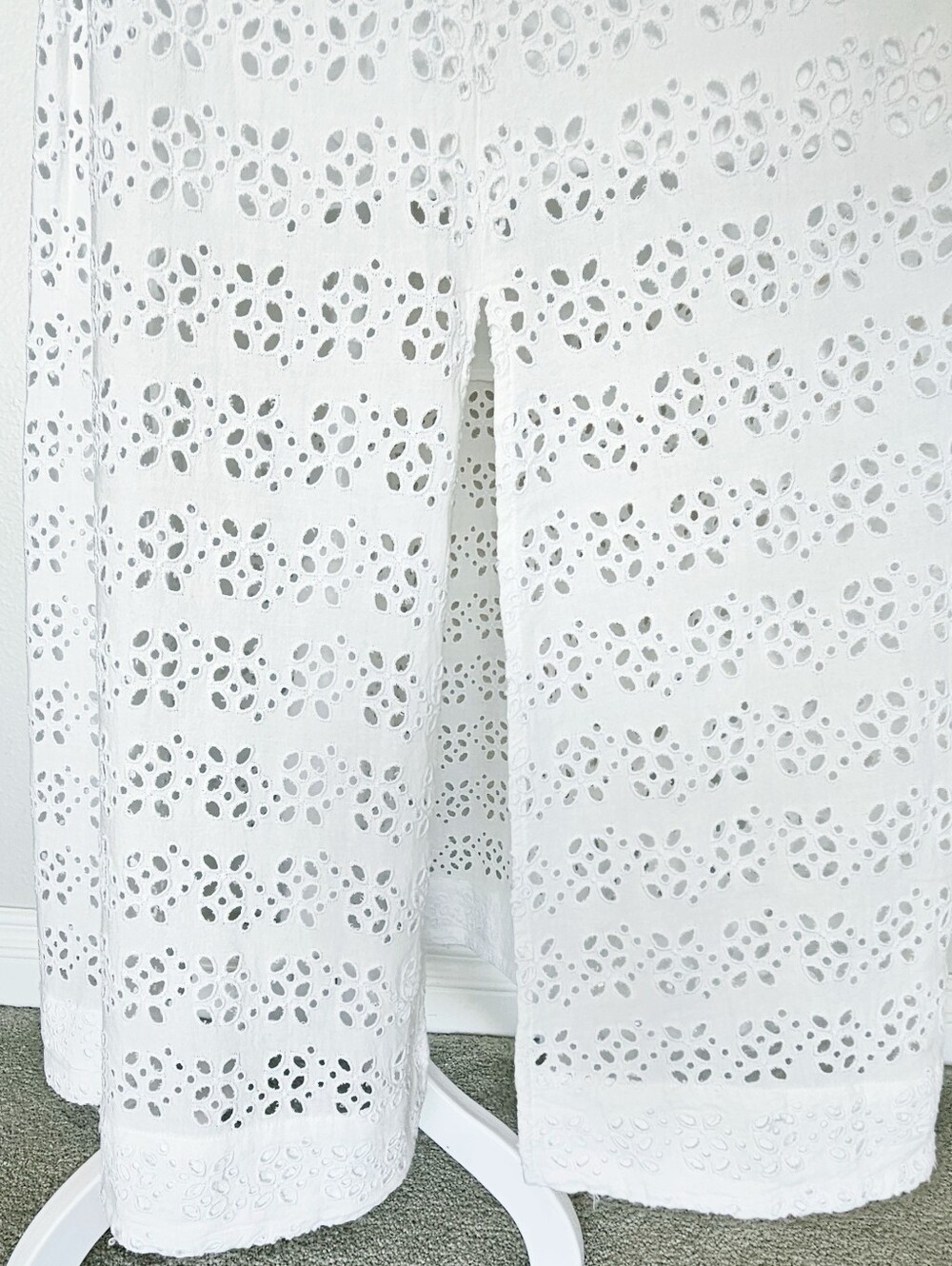 J. Crew Linen-blend White Side-slit Eyelet Maxi Skirt - Women - Picture 5 of 8